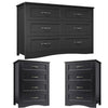 Lofka 3 Piece Nightstands and Dressers Sets , 6 Drawer Dresser & 4 Drawers Nightstand set of 2,Modern Engineered Wood ,White
