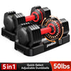 (1 Pair) LNOW 50lbs Quick Select Adjustable Dumbbells for Home Gym 5 in 1 Free Weights 5/10/15/20/25lb/50lb Dumbbell with Anti-Slip Handle, Suitable for Home Gym Exercise Equipment