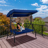 Arlopu 3 Person Porch Swing Outdoor Converting Canopy Swing Glider with Canopy