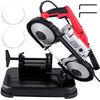 KFFKFF Portable band saw, 110V removable alloy steel base rechargeable band saw, 5 inch cutting capacity handheld band saw, variable speed portable band saw, 10 amp motor, deep cutting band saw for