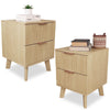 YOCWO Fluted Nightstand for Bedroom Set of 2 , Wood Bedside Table Set of 2 with Drawers, Black