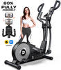 HASIMAN Elliptical Machine 16 Levels Resistance  Built-in Blue Elliptical Trainers with LCD Monitor Smooth Quiet Driven 400lbs Capacity 15.5inch Stride Length