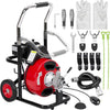 Auto Feed 100 FT x 3/8 Inch Drain Cleaner Machine with 250W Motor, Portable Sewer Snake Auger with 8 Cutters & Air-Activated Foot Switch, Fits 1" to 4" Pipes