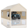 Walsunny 12x20 ft Carport with 4 Sandbags Heavy Duty Canopy with Roll-up Windows Portable Garage with Removable Sidewalls & Doors Car Canopy Khaki
