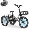 MOONCOOL TK1 Folding Electric Tricycle for Adults,48V 14.5Ah Removable battery, 500W（Peak 1000w）Motor, 20" Fat Tire Step-Thru 3Wheel Electric Bicycle w/Front&Rear Baskets, Certified to UL 2849 by SGS
