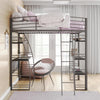 DHP Sage Studio Twin Metal Loft Bed with Integrated Desk and Shelves, Off White