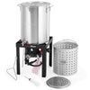 OuterMust 80 Qt. Crawfish Boiler Crab Boil Pot and Burner 110,000 BTU Aluminum Seafood Boil Pot and Burner with 10 PSI Regulator for Cooking