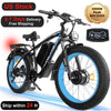 (US in Stock) 5000W Peak Dual Motor Electric Bike for Adults , 60V 25AH Removable Battery Ebike , 50MPH AWD 21-Speed Mountain Snow E-Bike with 26" x 4.0 Fat Tire, Long Range Mountain Off-Road EBikes