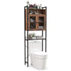 Topbuy Over The Toilet Storage Cabinet 5-Tier Bathroom Toilet Organizer w/2 Metal Mesh Doors & 3-Position Adjustable Shelf