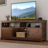 Uforic 65" Farmhouse TV Stand for 60/65 Inch TV with Power Outlet,Entertainment Center TV Console with Door, White & Brown