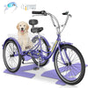 MOONCOOL Adult Tricycles with Rear Basket & Inflator, 24 26 inch 7 Speed 3 Wheel Bikes, Three-Wheeled Bicycles Adult Trike with Backrest for Seniors, Women, Men