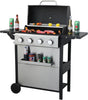 3-Burner Propane Gas BBQ Grill with Thermometer & Wire Enamel Cooking Grids, 25,650 BTU Output Stainless Steel Grill with Foldable Side Table for Outdoor Barbecue