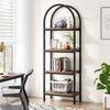 Finmind 70.8" Industrial 4-Tier Bookshelf: Wood and Metal Display Rack (Black, 2PCS)