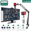 YIZHAN Digital Microscope for Adult 13MP 1080P HDMI VGA Industrial Video Microscope with 150X Zoom C-Mount Lens Foldable Stand LED Ring Light for Electronics Inspection, Jewelry and Watch Repair