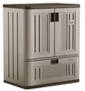 Suncast Single Drawer Resin Base Storage Cabinet, Platinum Metallic