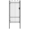 vidaXL Fence Gate Single Door with Spike Top Steel 3.3'x5.7' Black