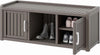 KAMABOKO Outdoor Shoe Storage Cabinet, Waterproof UV-Resistant Entryway Storage Bench Indoor Outdoor with 2 Barn Doors, Adjustable Shelves for Entryway, Bedroom, Hallway,Living Room(Black)
