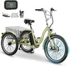 ABORON 24" 26" Electric Tricycles, 36V 10Ah 350W Lithium Battery, 7 Speed E-Trike for Adults with Large Capacity Rear Basket & Adjustable Seat