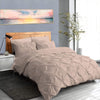 Pinch Pleated 1-Piece Duvet Cover 100% Egyptian Cotton 800 Thread Count with Zipper & Corner Ties Pintuck Decorative Duvet Cover- Queen/Full Size (90" x 90") Inch, Silver