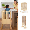 Guidecraft Contemporary Kitchen Helper Step Stool - White: Adjustable, Folding Montessori Toddler Tower - Safety Learning Furniture