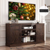 Chvans Farmhouse Barn Door TV Stand for up to 65" TVs & 23" Electric Fireplace, Entertainment Center Console Table with Adjustable Shevles