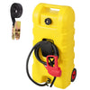 15 Gallon Fuel Caddy, Portable Gas Fuel Tank Container with LE Fluid Transfer Siphon Pump and 10ft. Delivery Hose, Diesel Storage Can On-Wheels for Cars, Lawn Mowers, ATVs, Boats, Yellow