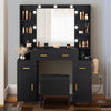 Dextrus Elegant Makeup Vanity Set with Lighted Mirror and Drawers, White Makeup Desk,Dressing Table for Girls