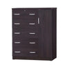 Better Home Products JCF Sofie 5 Drawer Wooden Tall Chest Wardrobe in Mahogany