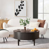 Oubayajia Round Coffee Table, Small Fluted Lift Top Center Table for Home Living Room Office, Walnut