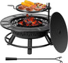 SPECSTAR 3-in-1 Fire Pit��35 in Wood Burning Firepits with Cooking Grill Grate & Charcoal Pan & Cover Lid, Metal Table for Backyard Bonfire BBQ Outdoor Camping Picnic