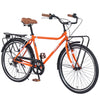 Ambifirner Retro Cruiser Bike - 7-Speed Shimano Drivetrain & Classic Steel Frame - Vintage Commuter Bicycle with Cargo Racks & Leather Saddle (85% Pre-Assembled, Sunset Orange)