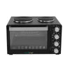 NutriChef 30 Quart Kitchen Convection Oven & 2 Burner Cooker - 1500 Watt Oven - 7 Cook Functions Rotisserie, Cook, Bake, Broil & More - Includes Baking Tray, Skewers & Handles - 19.6 x 16.0 x 13.5 IN