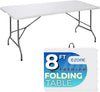 Ezone 6ft Indoor Outdoor Heavy Duty Portable Folding Plastic Dining Table w/Handle, Lock for Picnic, Party, Camping - White (6 Ft)