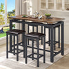 Counter Height Table Set of 5, Breakfast Bar Table and Stool Set, Minimalist Dining Table with Backless Stools, Wood Top Pub Table & Chair Set for Kitchen Apartment Bistro - Space Saving