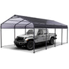 COBIZI Carport 10'x20' Large Heavy Duty Car Tent with Powder-Coated Steel Frame, Portable Garage with Removable Sidewalls & Doors, Car Canopy with All-Season Tarp for Outdoor Party, Birthday, Gray
