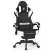 SOONTRANS Gaming Chair for Adults, Ergonomic Linen Fabric Computer Chair with Massage Lumbar Pillow, Gamer Game Chair with Adjustable Headrest, Comfortable Office Chair for Home, White