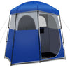 Favory Double-Room Shower Tent, Oversize Space Privacy Shelter for Camping with Floor, Portable Camping Changing Tent with Removable Rain Fly, Storage Bag for Dressing, Toilet,Brown