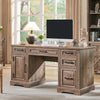 T4TREAM Farmhouse Wood 58" Executive Desk, Home Office 30" High Computer Desk with Drawers and Storage Cabinet, White