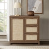 ARKANTOS Sideboards and Buffets, Boho Storage Cabinets with Rattan Doors and Drawers, Natural Oak