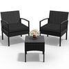 Tappio Outdoor Furniture 3 Piece Patio Bistro Furniture Set, Rattan Conversation Chairs Set with Side Table and Cushions, Patio Furniture Sets for Balcony Garden Porch, Red