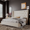 VanAcc Queen Bed Frame Upholstered Bed Wingback Headboard Velvet Tufted Diamond Button/No Box Spring Needed/Easy Assembly/Gray