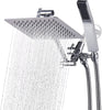 G-Promise All Metal Dual Square Shower Head Combo,8" Rain Shower Head,Handheld Shower Wand with 71" Extra Long Flexible Hose,Smooth 3-Way Diverter,Adjustable Extension Arm - A Bathroom Upgrade Polished Chrome