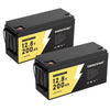 2pack 12V 200Ah LiFePO4 Battery, Built-in 200A BMS, Rechargeable Deep Cycles DIY Battery, 2560Wh Lithium Battery for Off-Grid and Home Solar System, Marine, Trailer, RV