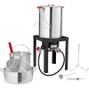 KFFKFF Deep Fryer for Turkey, Set of 30-qt Poultry and 10-qt Fish Steamer Cooker, Outdoor Seafood Frying Pot made of Aluminum, Propane Gas Boiler with 54,000 BTU Burner, Comes with Baskets, Poultry