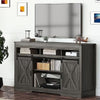 Mayincolor Farmhouse TV Stand for 65+ inch TV,34'' Tall Entertainment Center with Sliding Barn Doors, Rustic Wood Media Console Storage Cabinet Television Stand for Living Room, Light Grey