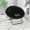 BizChair 38" Oversize Portable Faux Fur Folding Saucer Moon Chair for Dorm and Bedroom, Gray Faux Fur/Soft Gold Frame