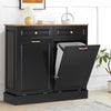 Eclife 20 Gallons Double Tilt Out Trash Cabinet Wood Tabletop, Upgrade Gray, WB010GY