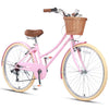 Glerc Missy 24" Girls Cruiser Bike 6-Speed Women's Hybird Bicycle for Ages 7-11 Years, Mint Green