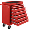 Aukfa Tool Chest, 24.5 in 7-Drawer Steel Rolling Tool Box on Wheels for Workshop Garage, Red