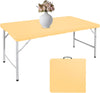 Folding Table with Carry Handle, Portable Fold-in-Half Plastic Table, Rectangle Foldable Table for Indoor